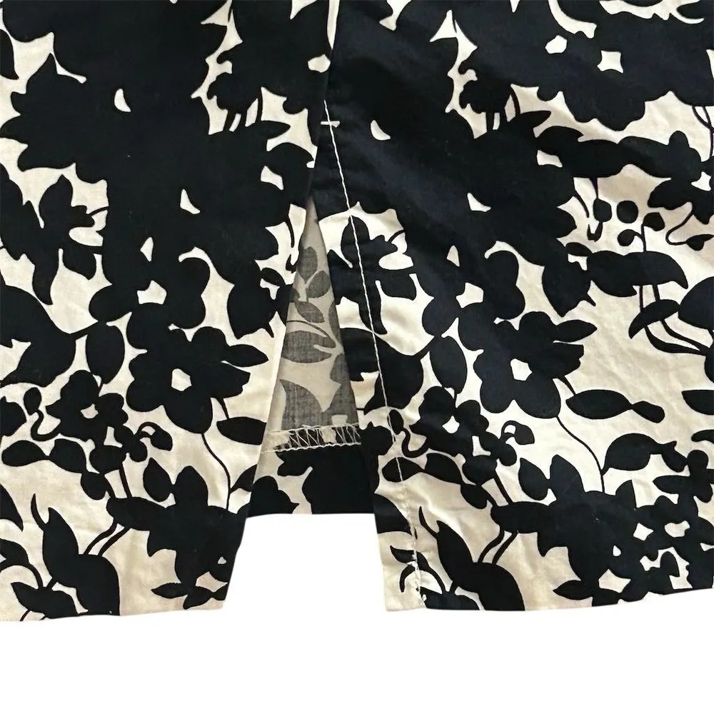 Old Navy Women's A-Line Skirt Size 2 Black & White Floral Knee Length - Image 6