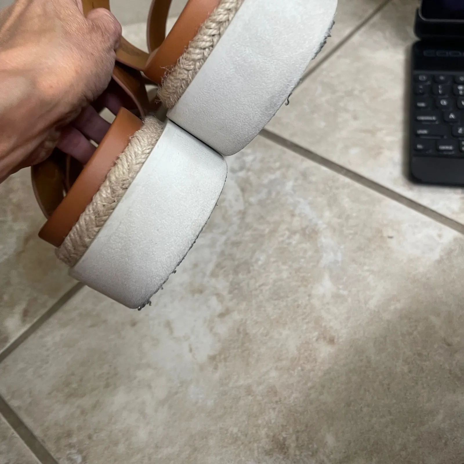 Madden NYC Cognac Brown Platform Espadrille Sandals Buckle Detail Size 8.5 lady - Image 3