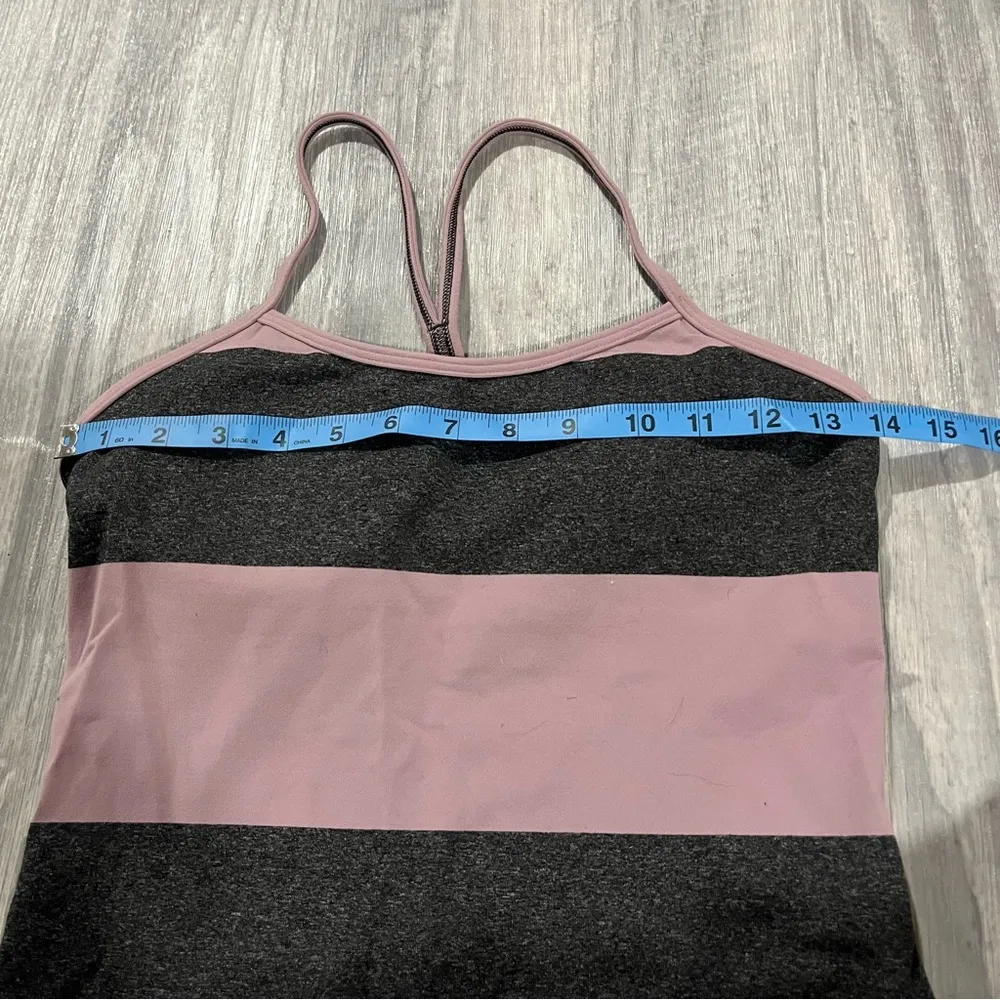 Lululemon Purple and Grey Stripes Power Y Racerback Tank Top; Size 6 Women's - Image 2