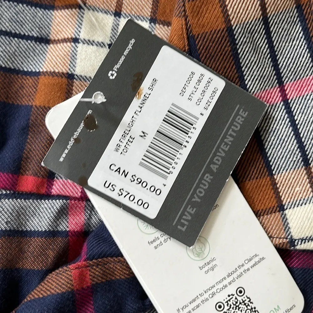 Eddie Bauer Women’s Firelight Flannel Shirt in toffee size Medium - Image 5