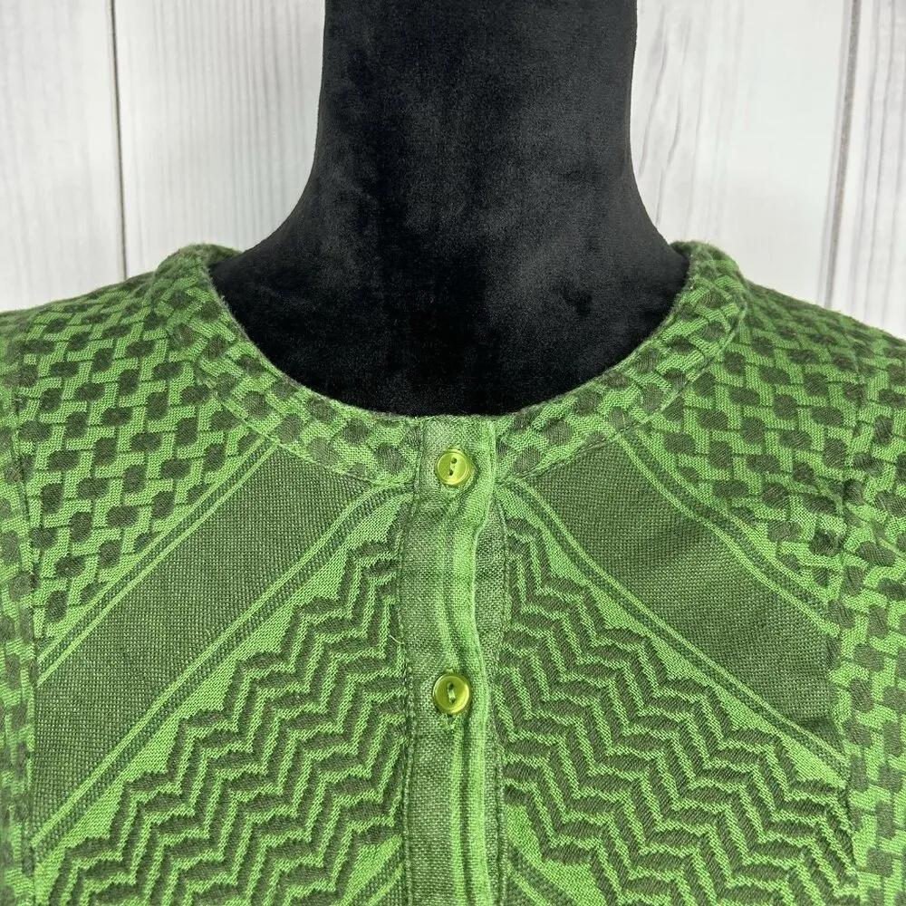 Cecilie Copenhagen Boho Peasant Dress Size XS Womens Green Button Front - Image 4