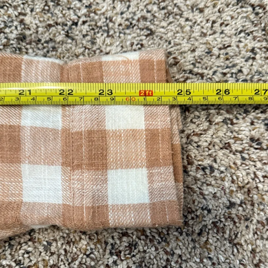 Time And Tru Tan Plaid Hooded Flannel Button Down Shirt L Soft Casual Fall Top - Image 10