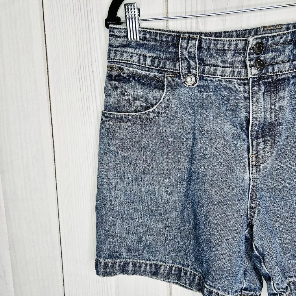 Sonoma Womens Bermuda Denim Shorts Mid Rise Double Snap Size S (30x5) Blue - Image 2