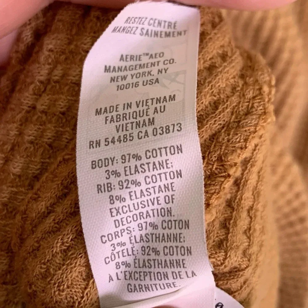 OFFLINE by Aerie Waffle Hoodie in Khaki Sz XL cozycore - Image 6