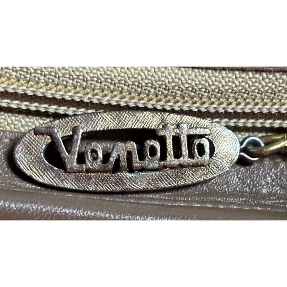 Vintage Venetto Purse Handbag Beige Leather Snake Skin Zip Closure Rare Classic Tan - Image 7