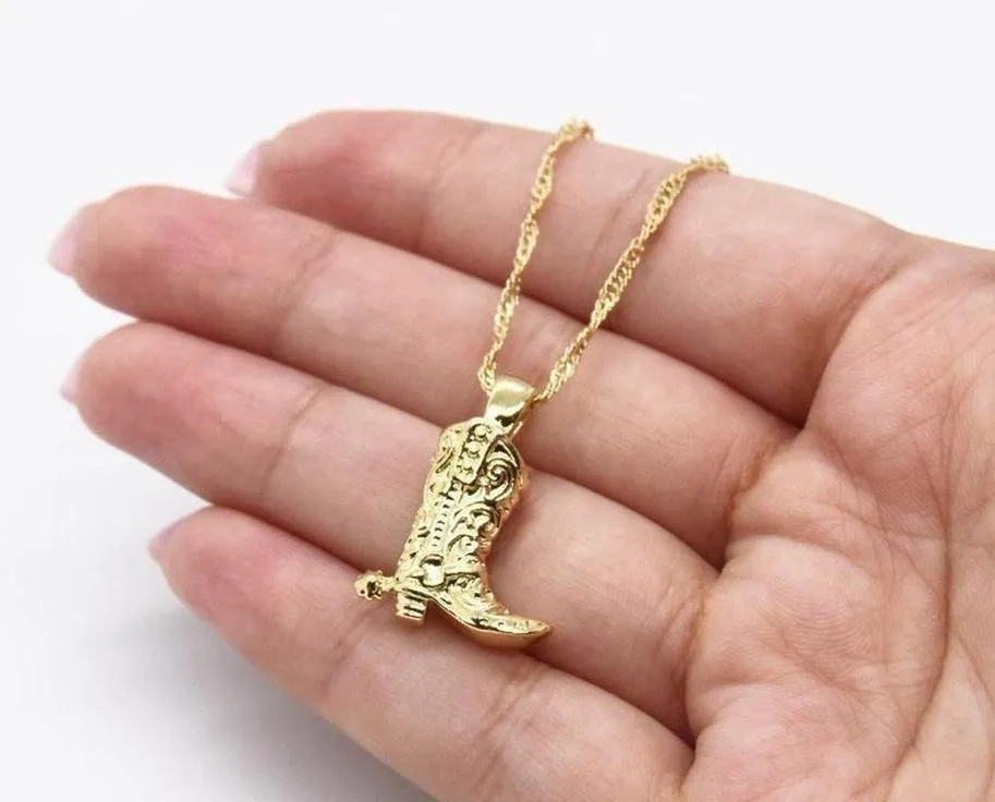 Gold Cowboy Boot Necklace - Image 2