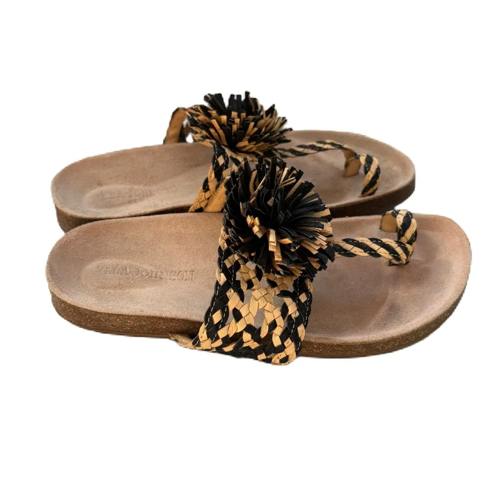 Ulla Johnson Netta Sandal Melange Black and Cream Size 37 Size 7 US Toe Strap - Image 6