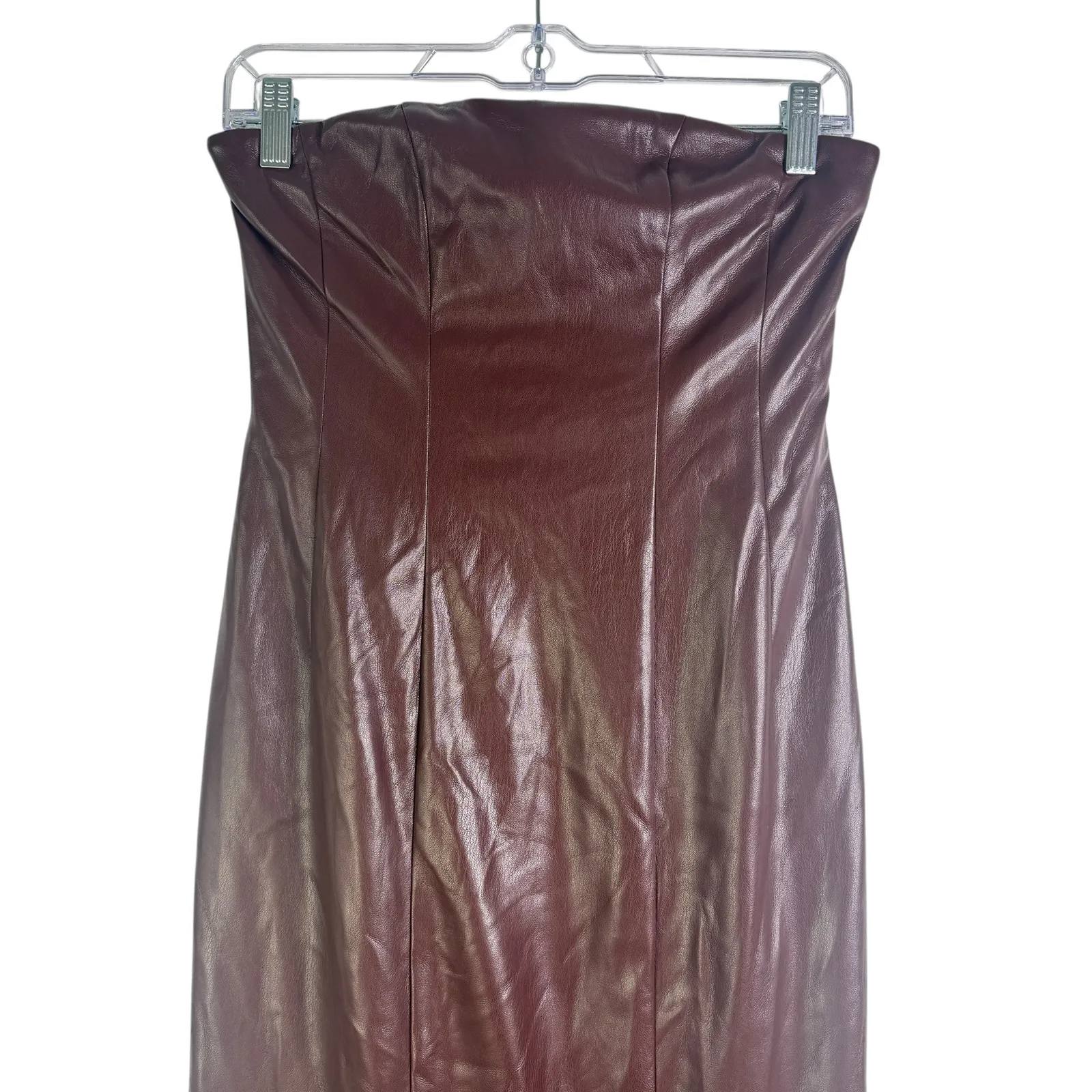 Lovers + Friends X Rachel Ana‎ Brown Faux Leather Maxi Dress Small Strapless S - Image 6