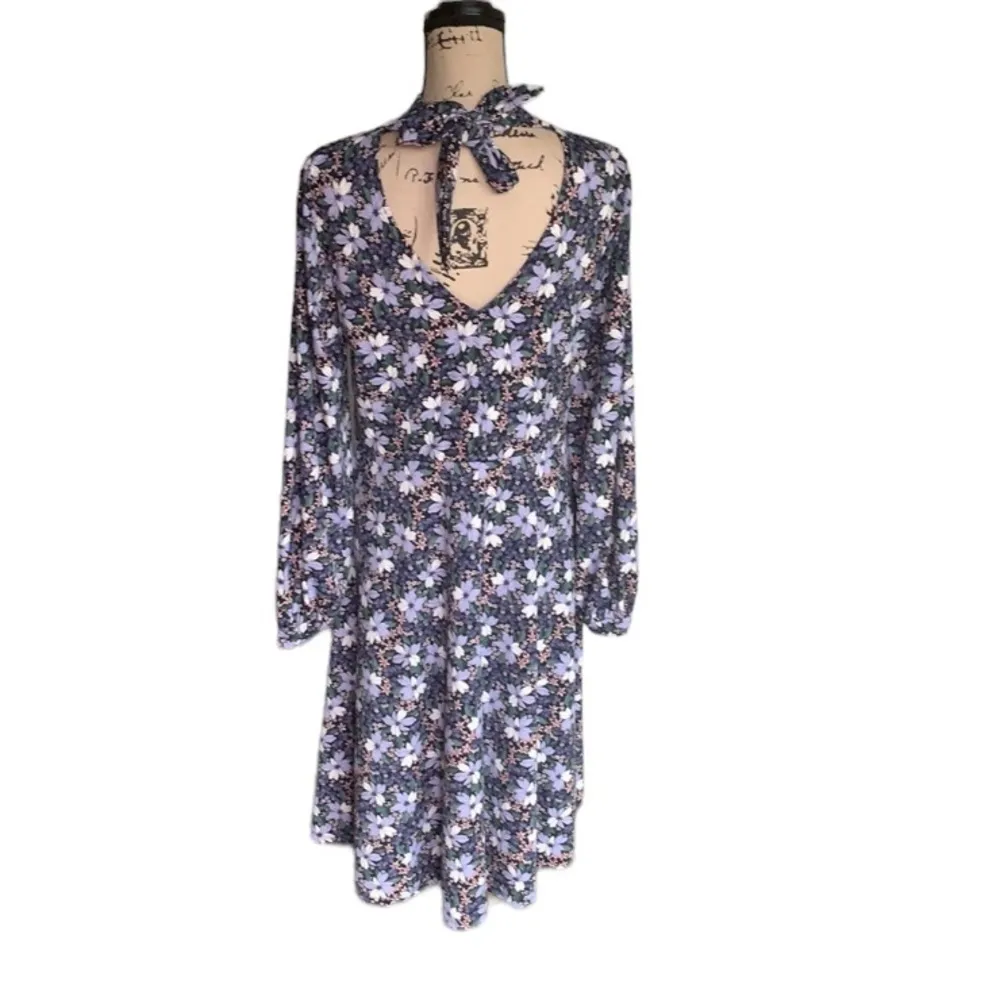 Eloquii Floral Mock Neck Fit And Flare Purple Lavender Dress Size 14 NWT - Image 4