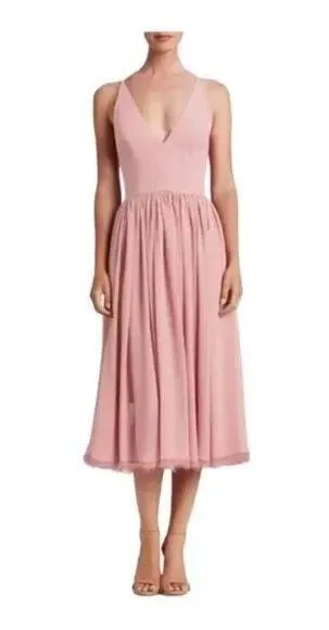 NWT Dress the Population Alicia Mixed Media Midi Dress Blush Pink Size Medium M - Image 1
