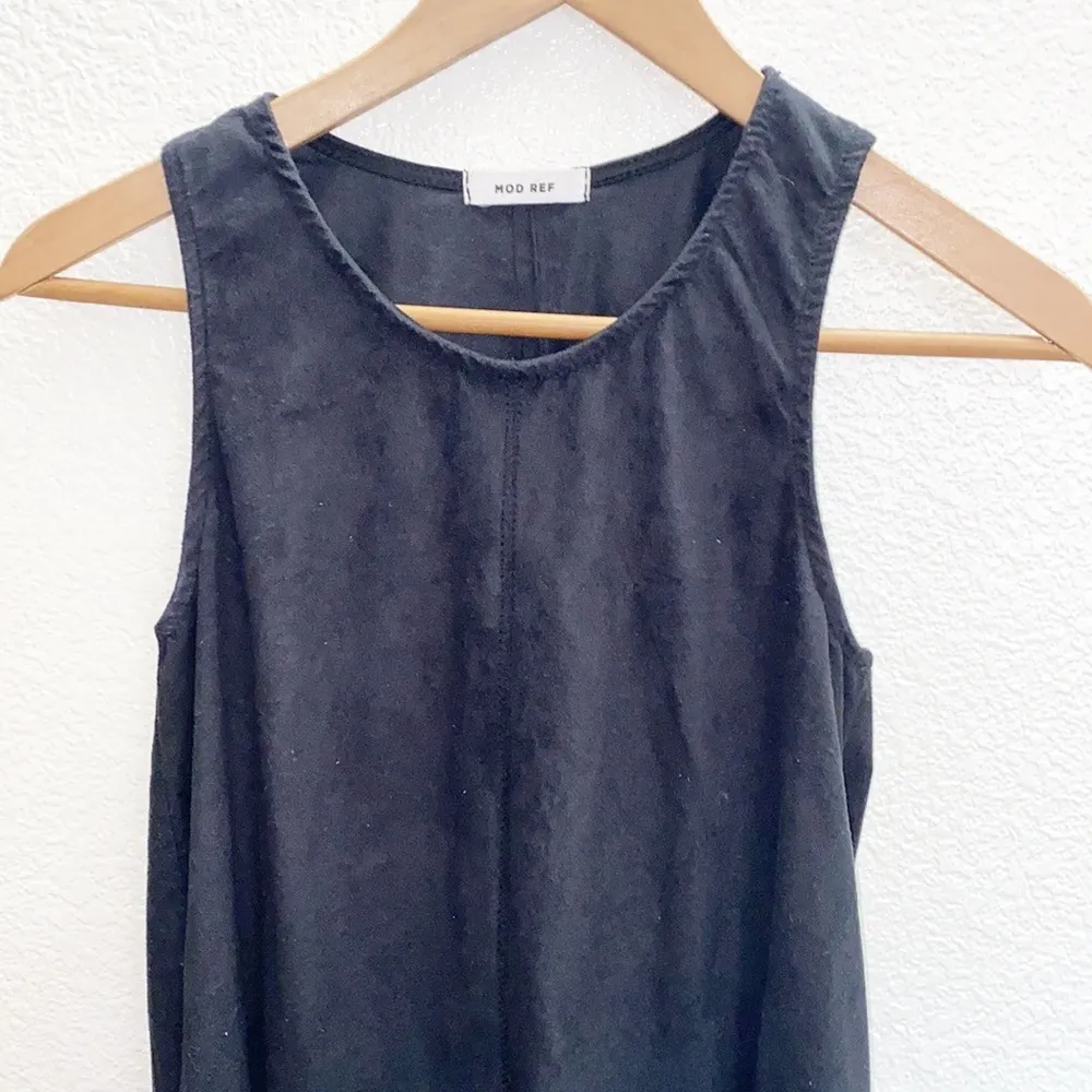 Mod Ref Black Suede High Neck Tank Top - Image 2