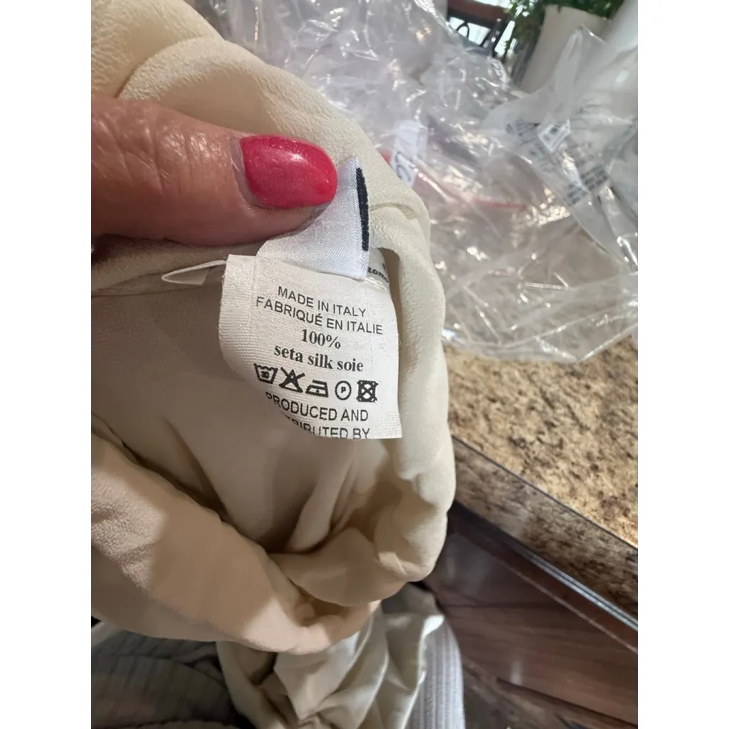 ottod'Ame Beige Silk Cowl Neck Blouse US 4 - Image 6