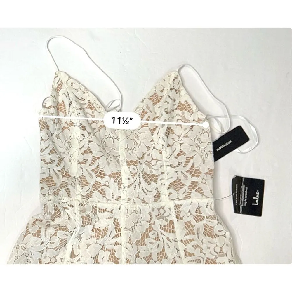Lulu's One Wish Handkerchief Dress‎ White Lace Midi XS Cruise Wedding Event - Image 9