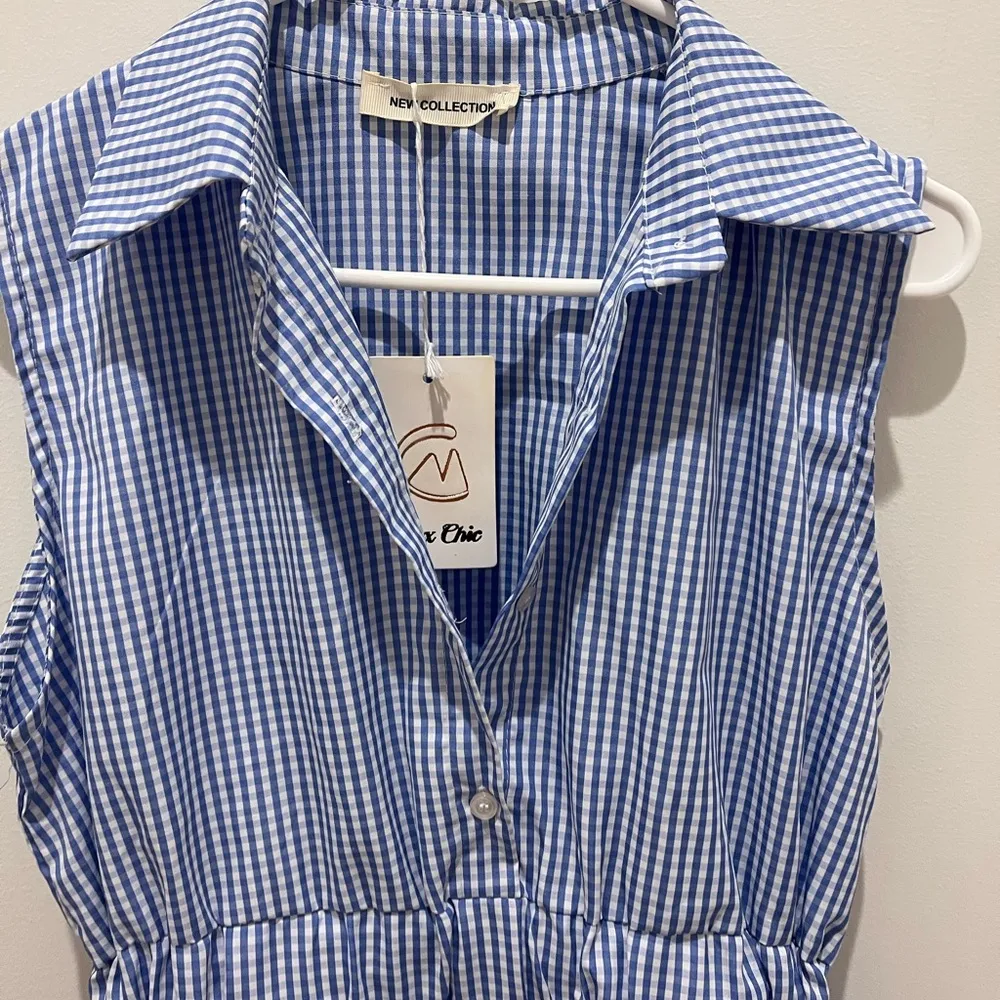 Max Chic Blue and White Checkered Shirt - Image 2