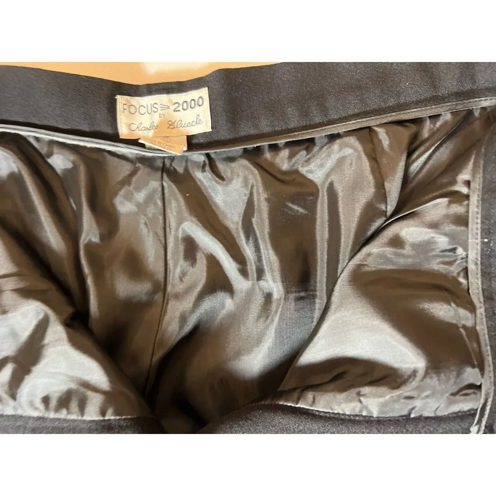 Focus 2000 by Charles Glueck Pants 12 Black Wool Flat Front Lined Vintage - Image 8