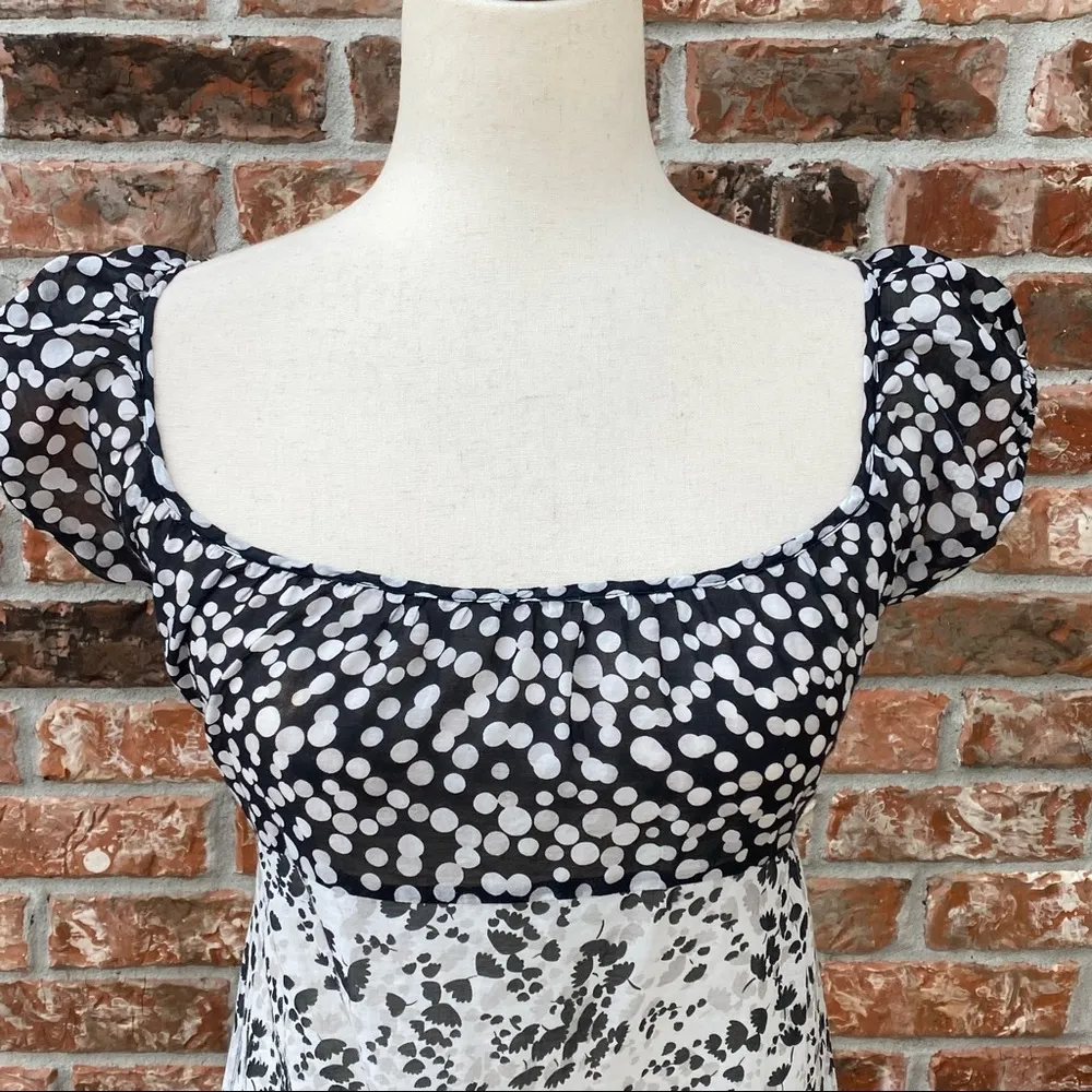 Y2K Vintage Kensie tie-back black and white floral top / 2 / Excellent condition - Image 2