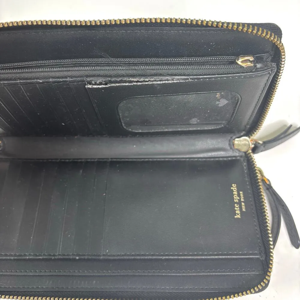 Kate Spade Black Leather Double Zip Wallet Wristlet - Image 4