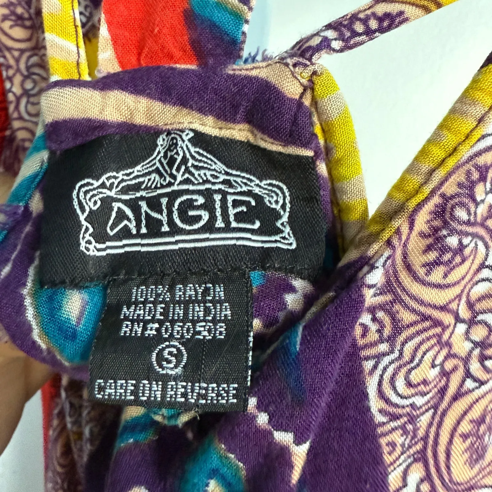 Angie Bohemian Mini Dress Colorful Paisley Print‎ Sleeveless Casual sz S - Image 4