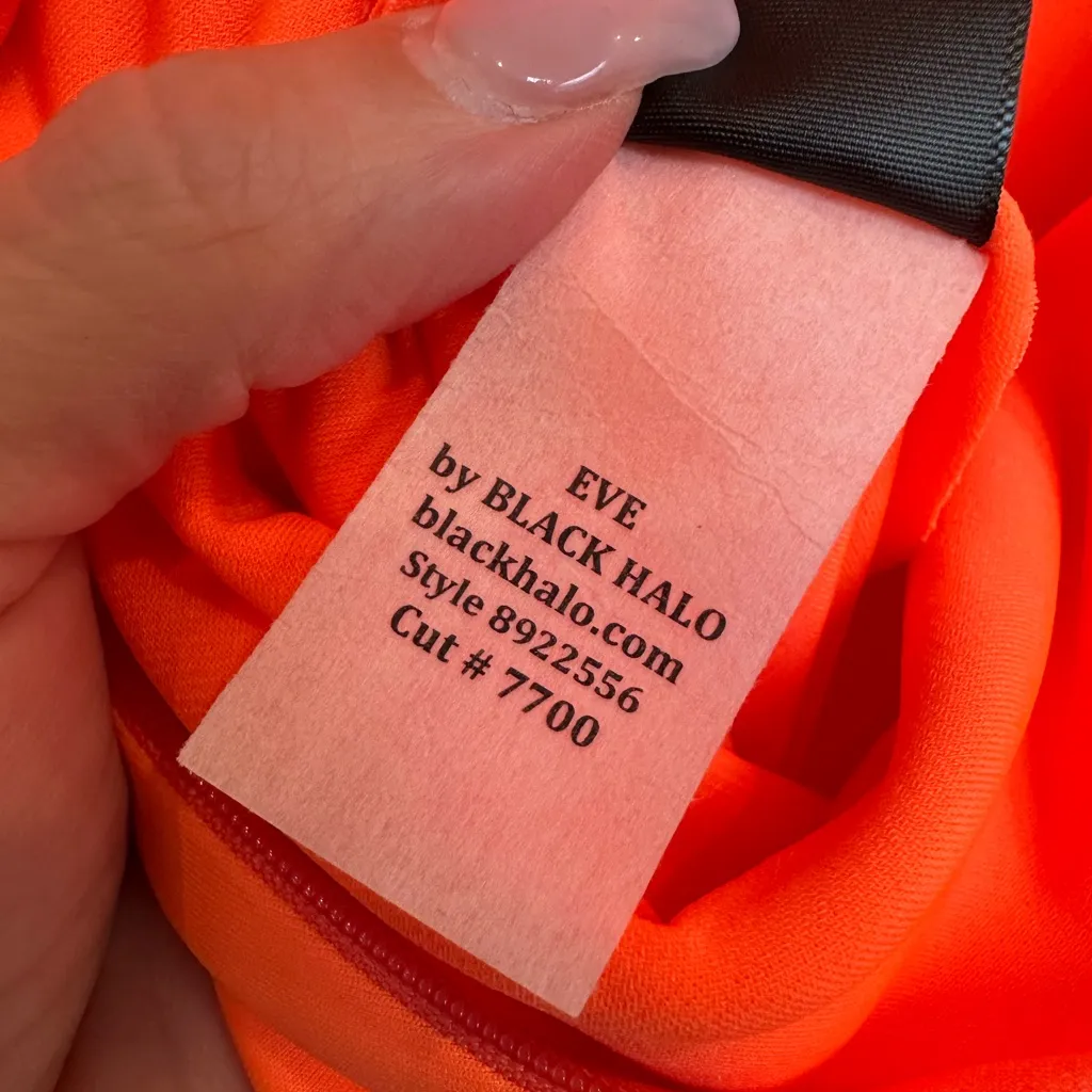 Black Halo Neon Apricot Rex One-Shoulder Gala Formal Gown Dress Size 8 Med - Image 14