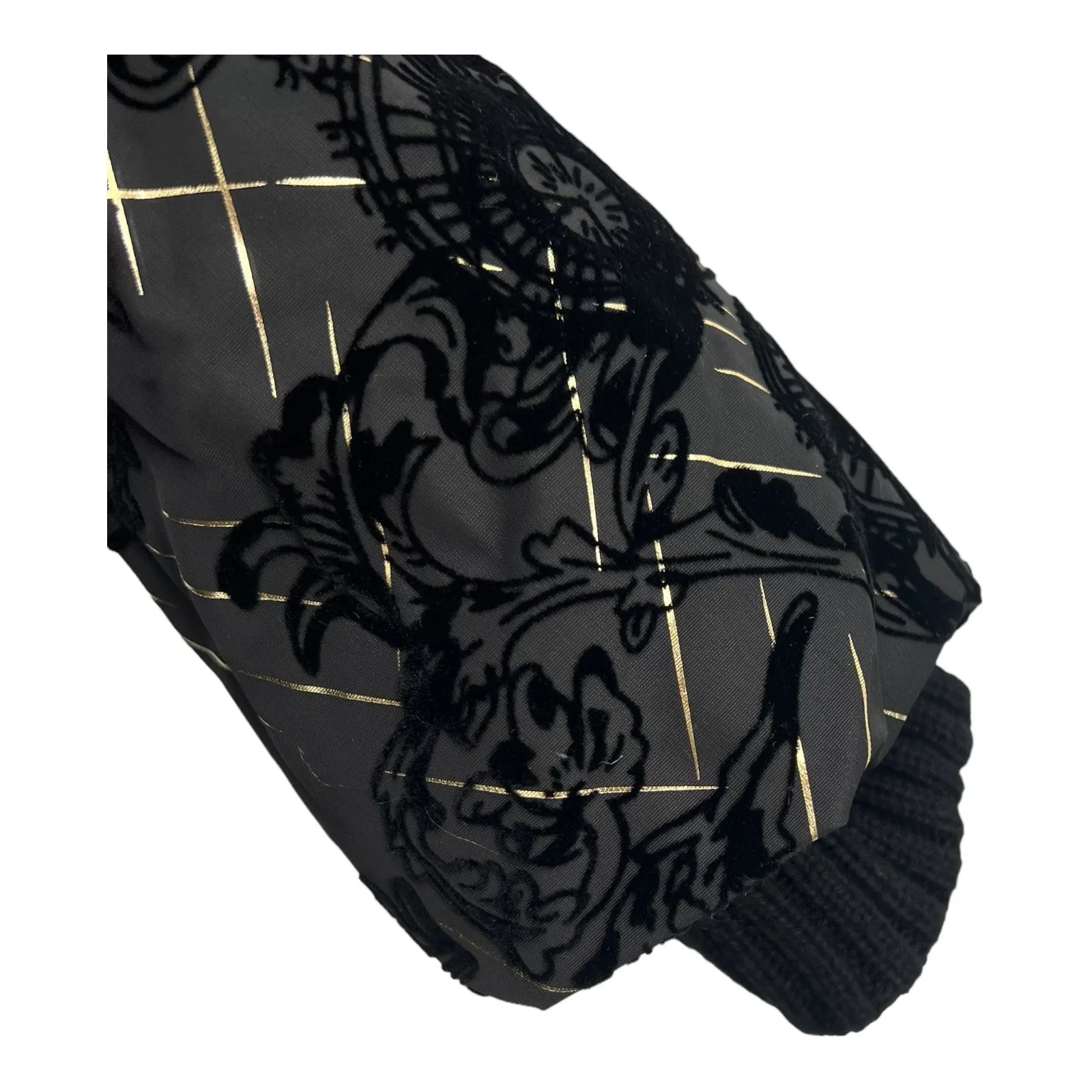 Desigual Parka 4 Black Gold Puffy‎ Sweater Inset Hood Faux Fur New US 4 - Image 6