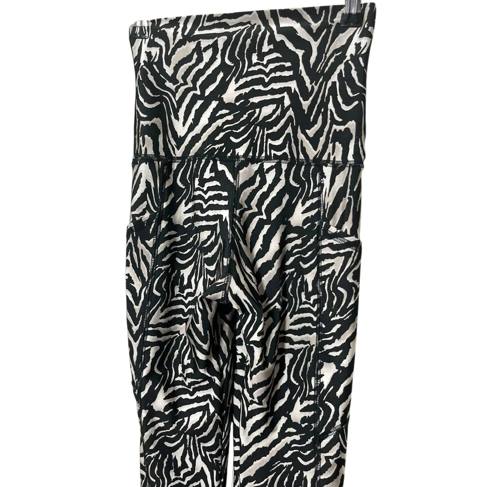 Emily Hsu Zebra Pocket Leggings Women’s XS High Waist Yoga Athleisure Gray - Image 5