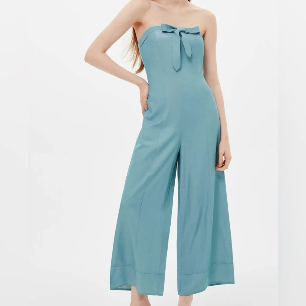 Solid Bow Tie Strapless Jumpsuit - Image 3