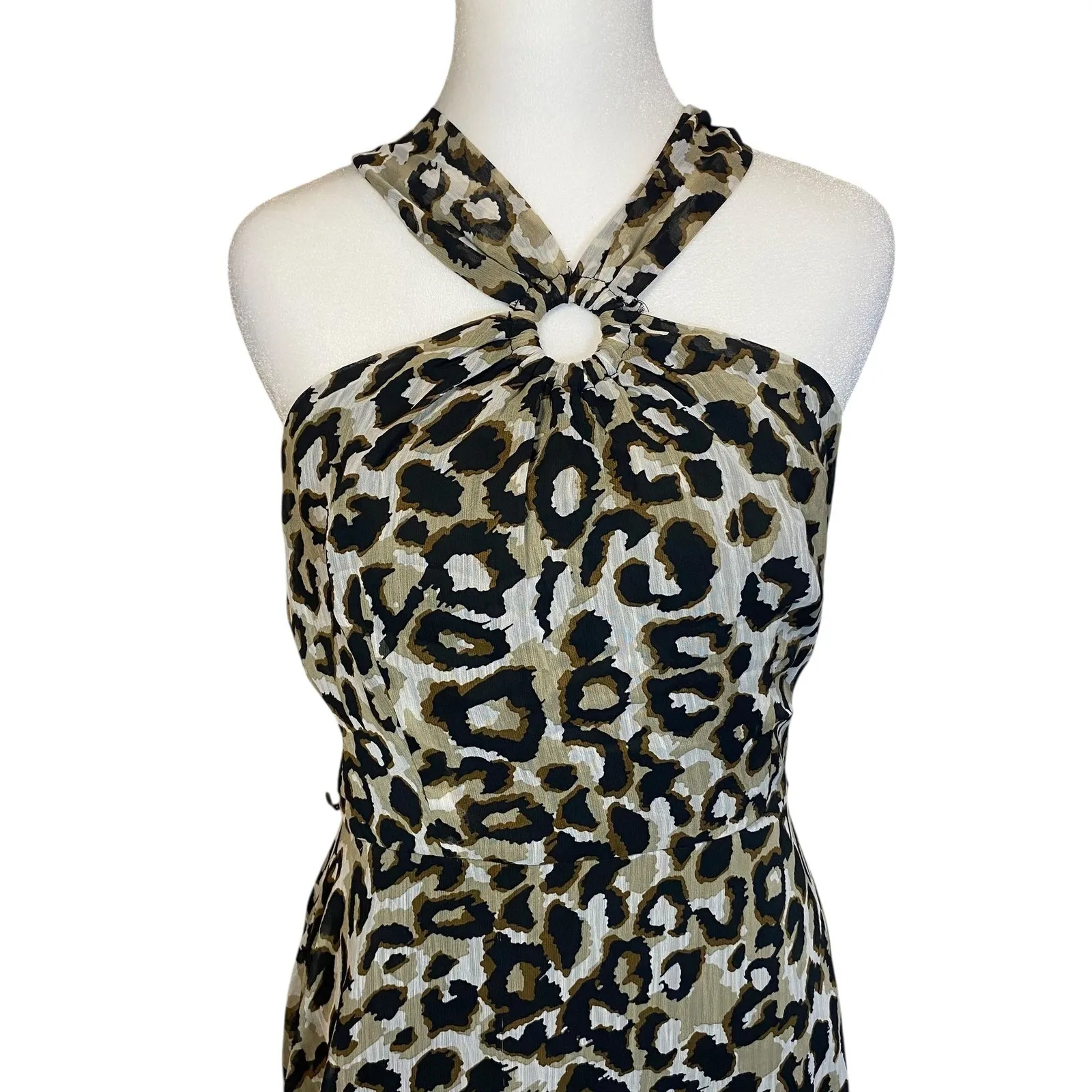 Bisou Bisou Halter Dress Leopard Print Sleeveless Party Cocktail Dress‎ 10 Mob - Image 2