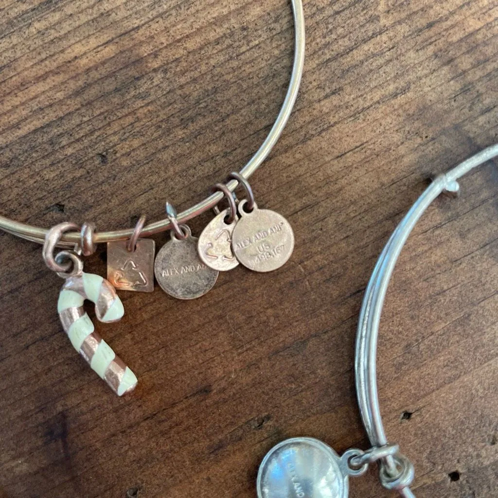 2 Alex and Ani United States NAVY Charm Bangle Bracelet Rafaelian Gold Silver - Image 7