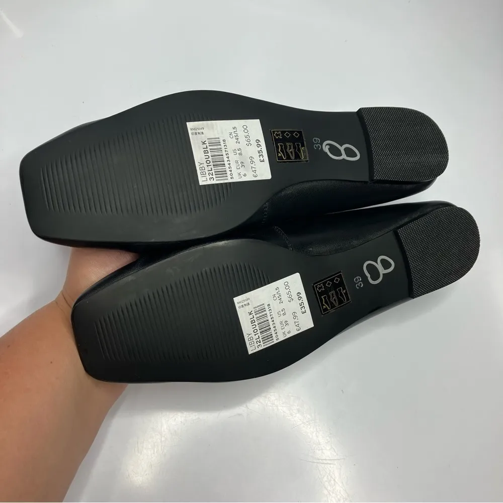 Topshop Libby‎ ruched leather flats in black size 39 - Image 7