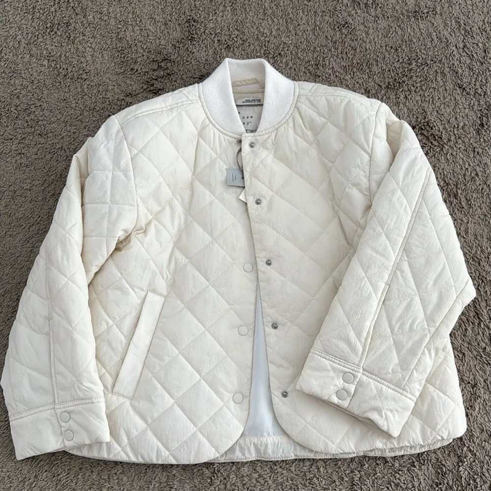 Universal Thread Quilted Cream Bomber Jacket - Image 8
