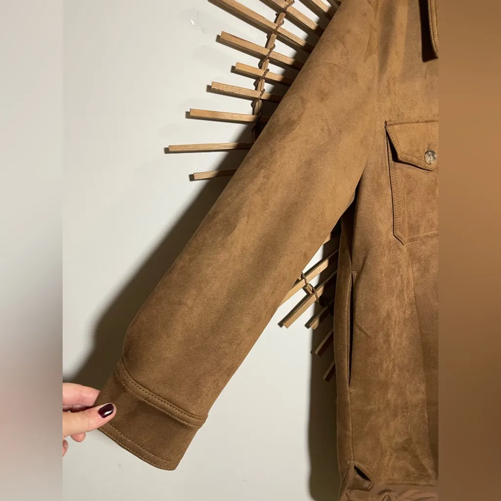 Loft Womens Brown Microsuede Shacket /Jacket Button Down Fall Neutral 🤎 - Image 13