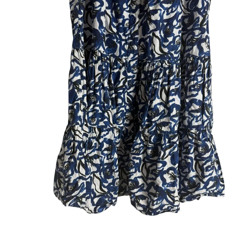 Apiece Apart Las Alturas Blue Floral Print Short Sleeve A-Line Mini Dress Size L - Image 11