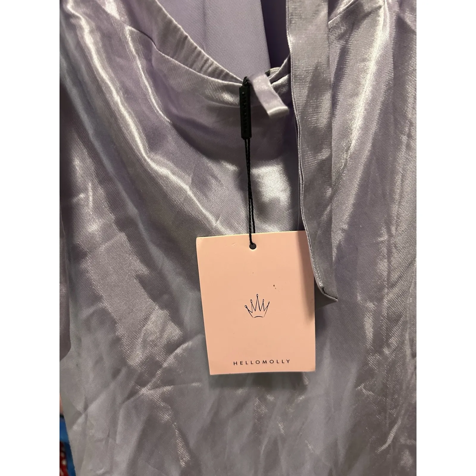 NWT HELLO MOLLY NIGHT IN CABANA SATIN halter‎ or cross strap DRESS LILAC size L - Image 4