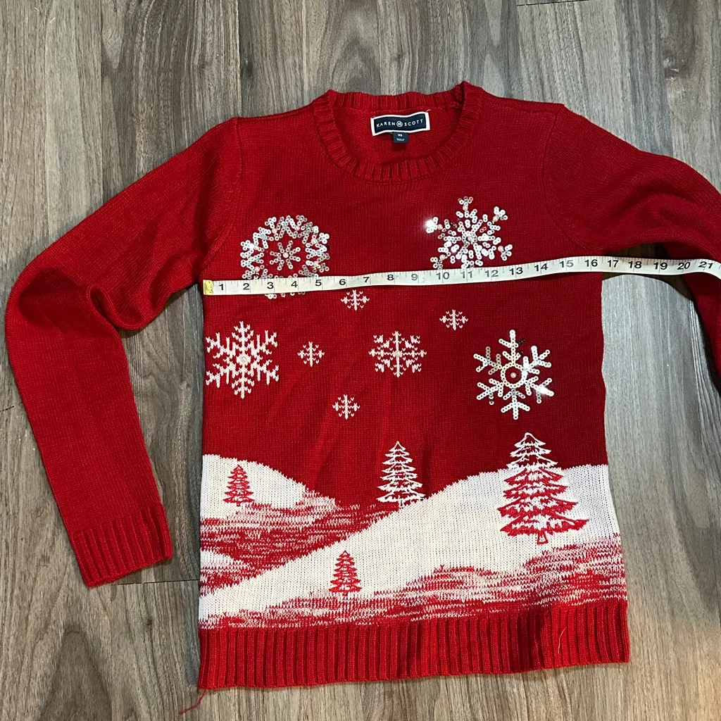 Karen Scott Festive Red and White Sweater - Image 8