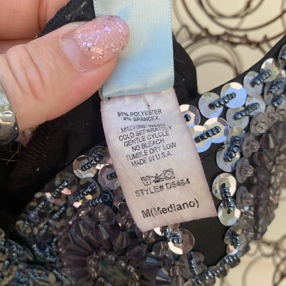 Vintage 90s Muzzanghee starburst beaded negligee Black Size M - Image 6