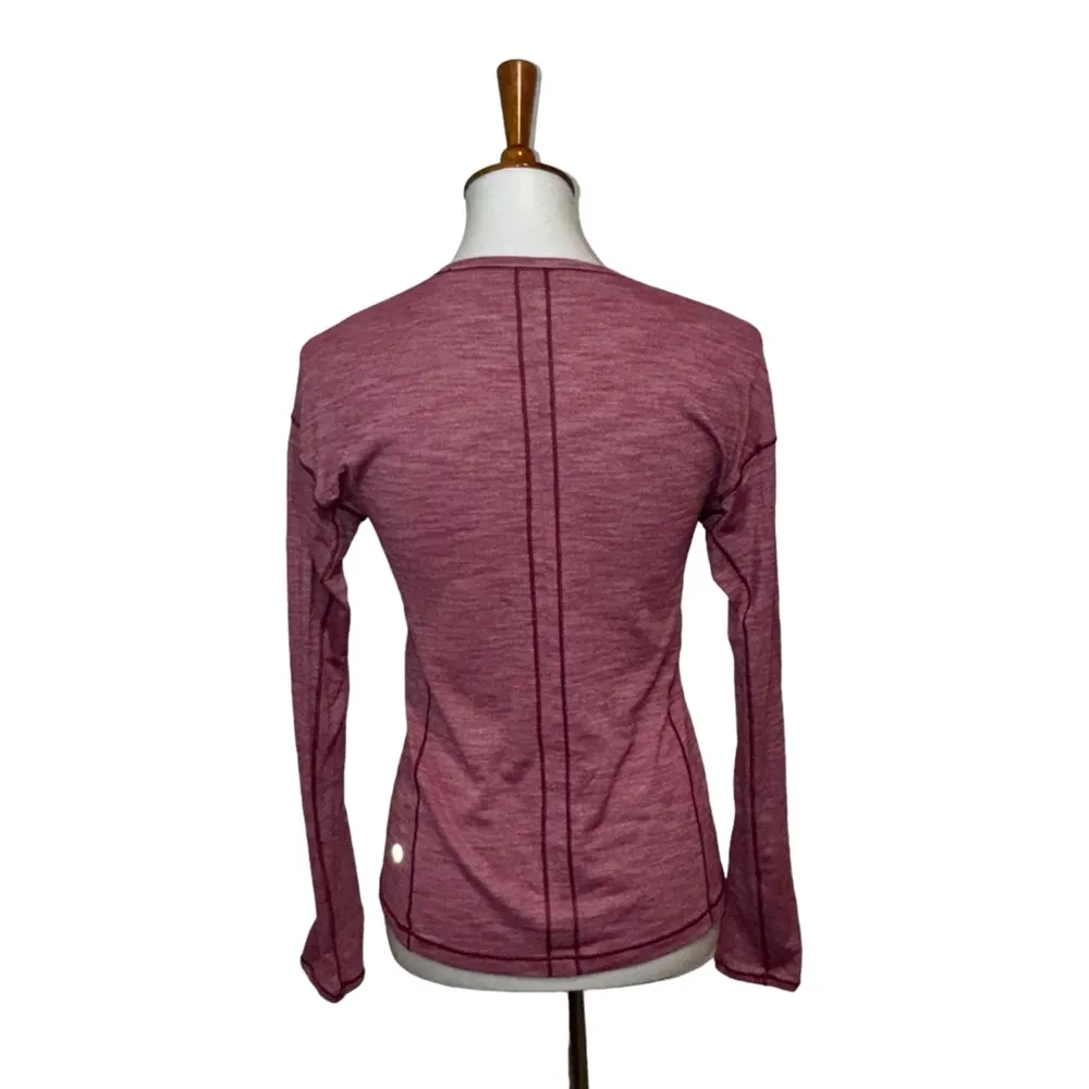 Lululemon Sweat Embrace Long Sleeve Heathered Misty Merlot Purple Red Size 4 - Image 3