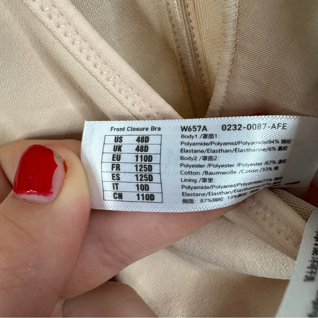 Delimira Lace Front Closure Bra Size 48D Tan - Image 4