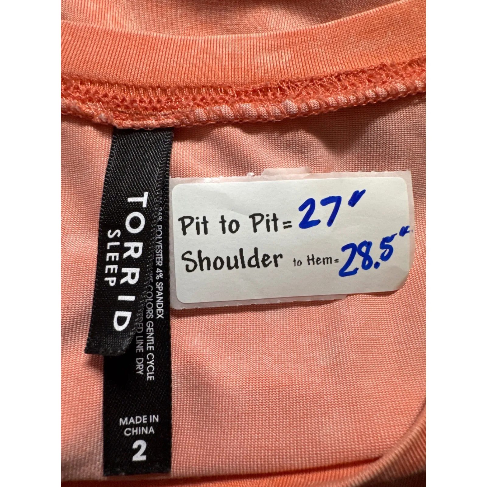 Torrid Sleep Plus Size 2 Coral Mineral Wash T-Shirt Short Sleeve Top - Image 3