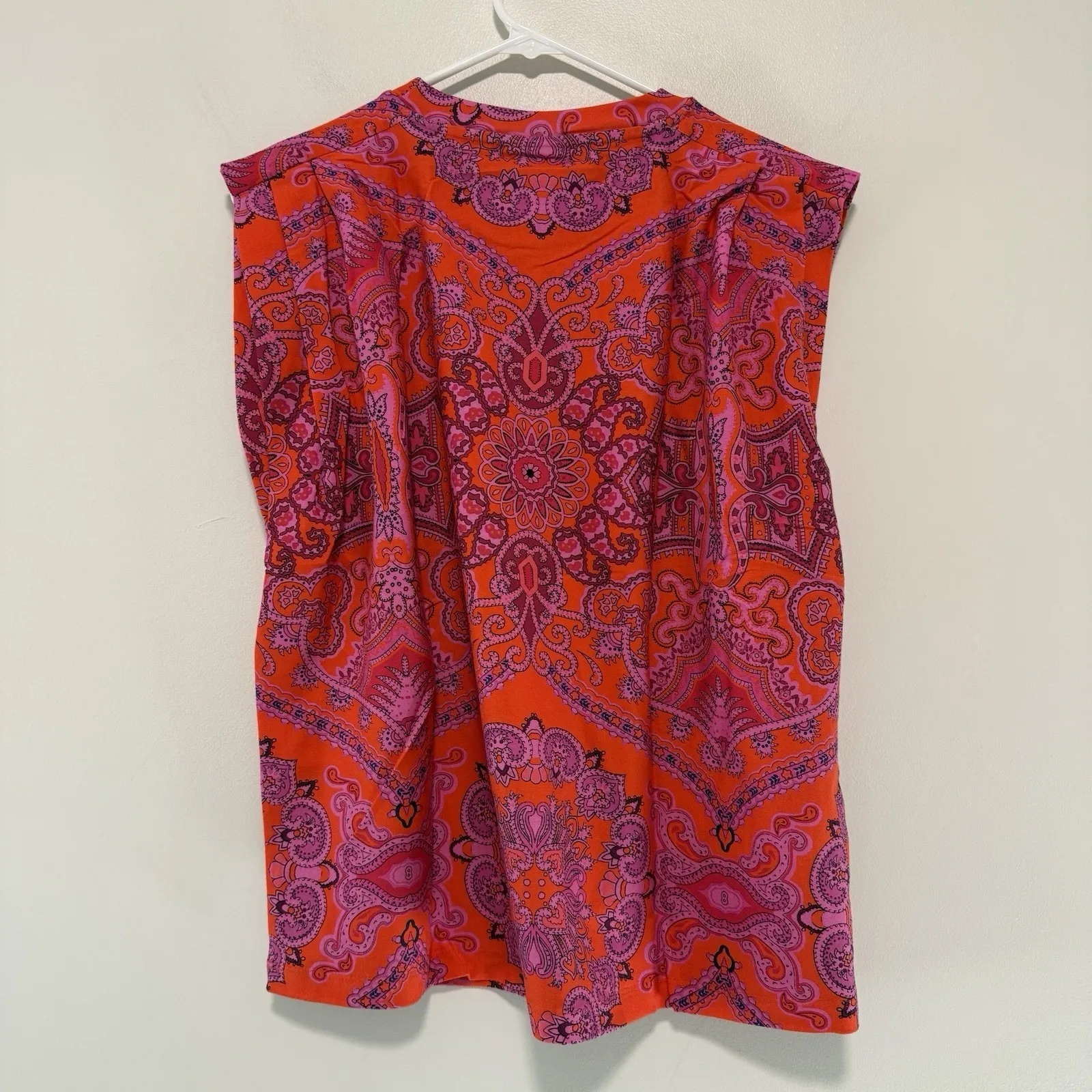 Farm Rio NWT Red Paisley Scarf Shoulder Pad Blouse Size Small - Image 6