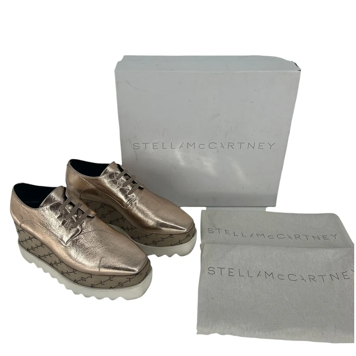 Stella McCartney Rose Gold Elyse Monogram Derbys - Image 2