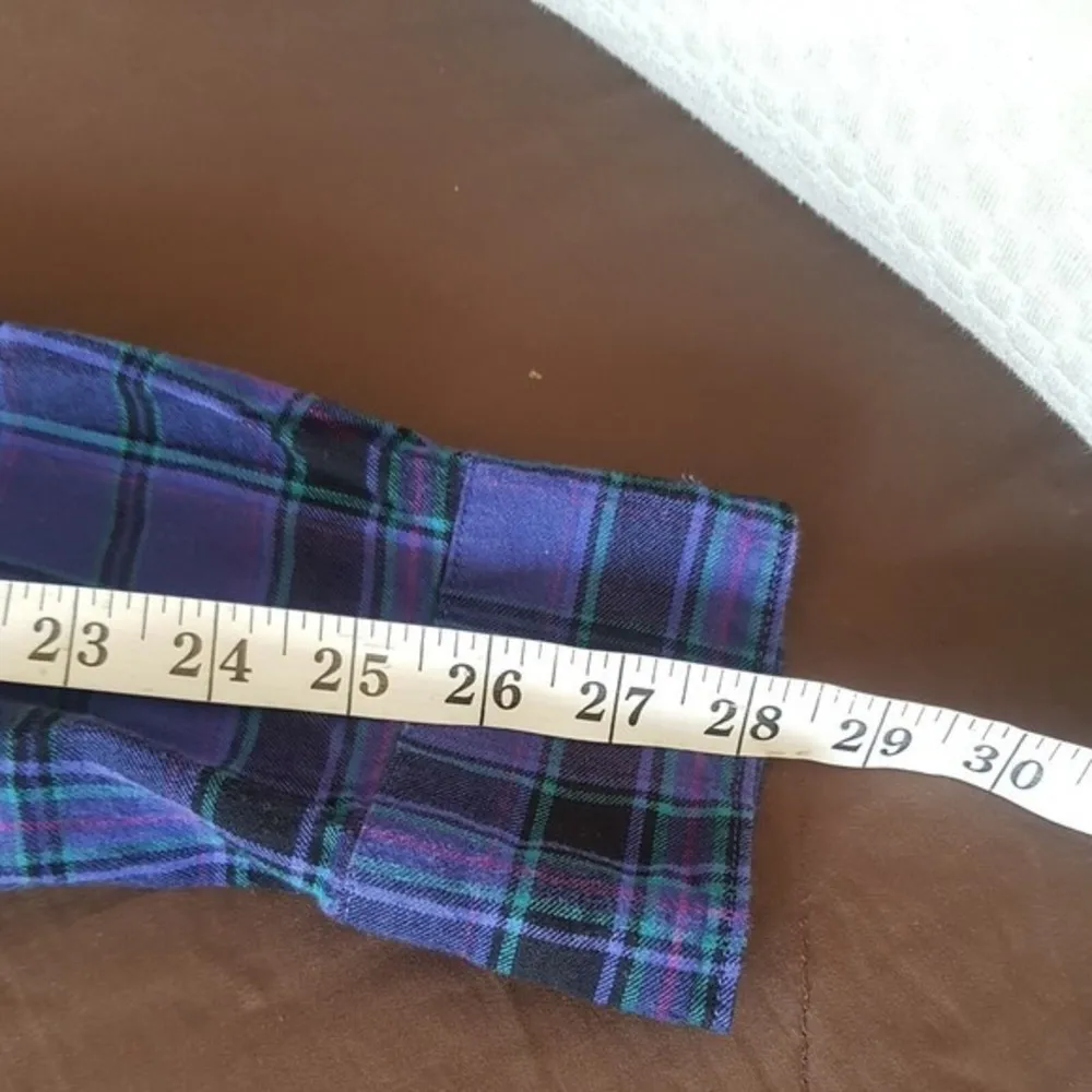 Eddie Bauer Button down Womens Size PL Petite Large Blue Rodeo Western Plaid - Image 12