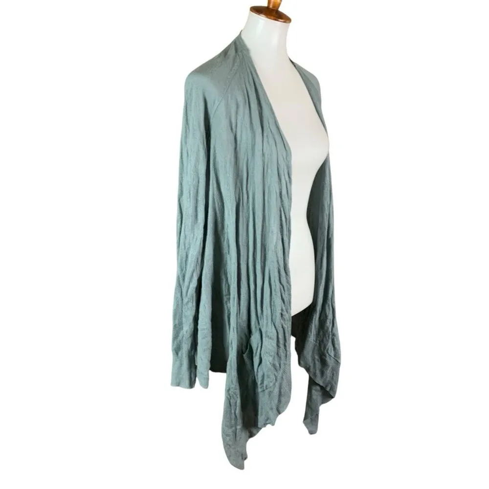 Worth Draped Waterfall Open Front Lightweight Cardigan Sweater Medium Blue - Image 2