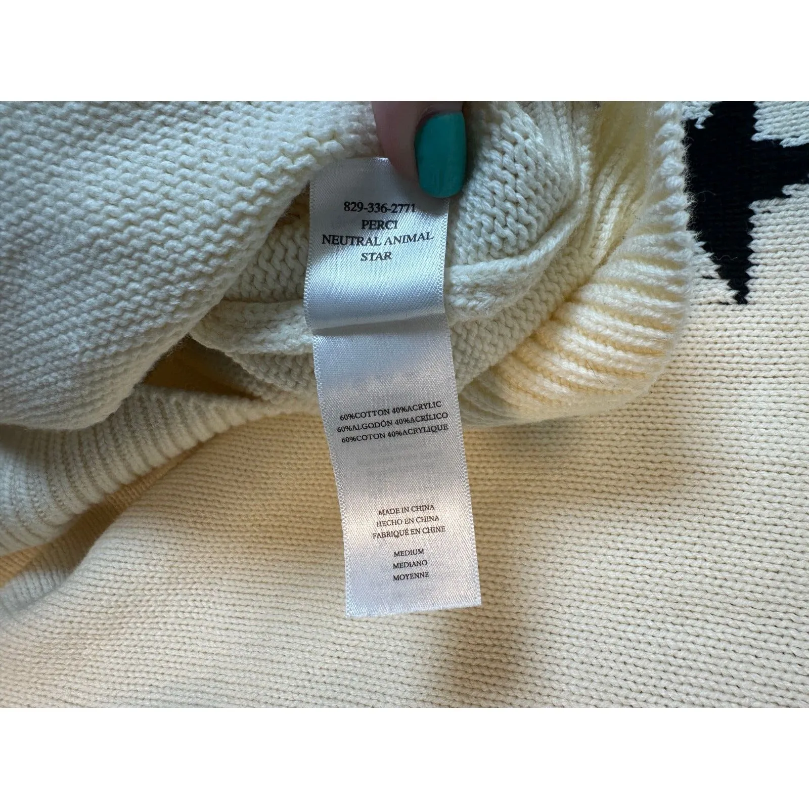 Rails Perci Neutral Animal Star Sweater Women's Size Medium - Image 4