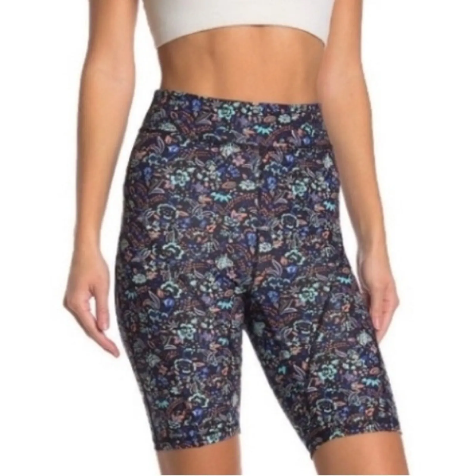 Free People Movement Lose Your Marbles Floral Paisley High Rise Bike Shorts - Image 3
