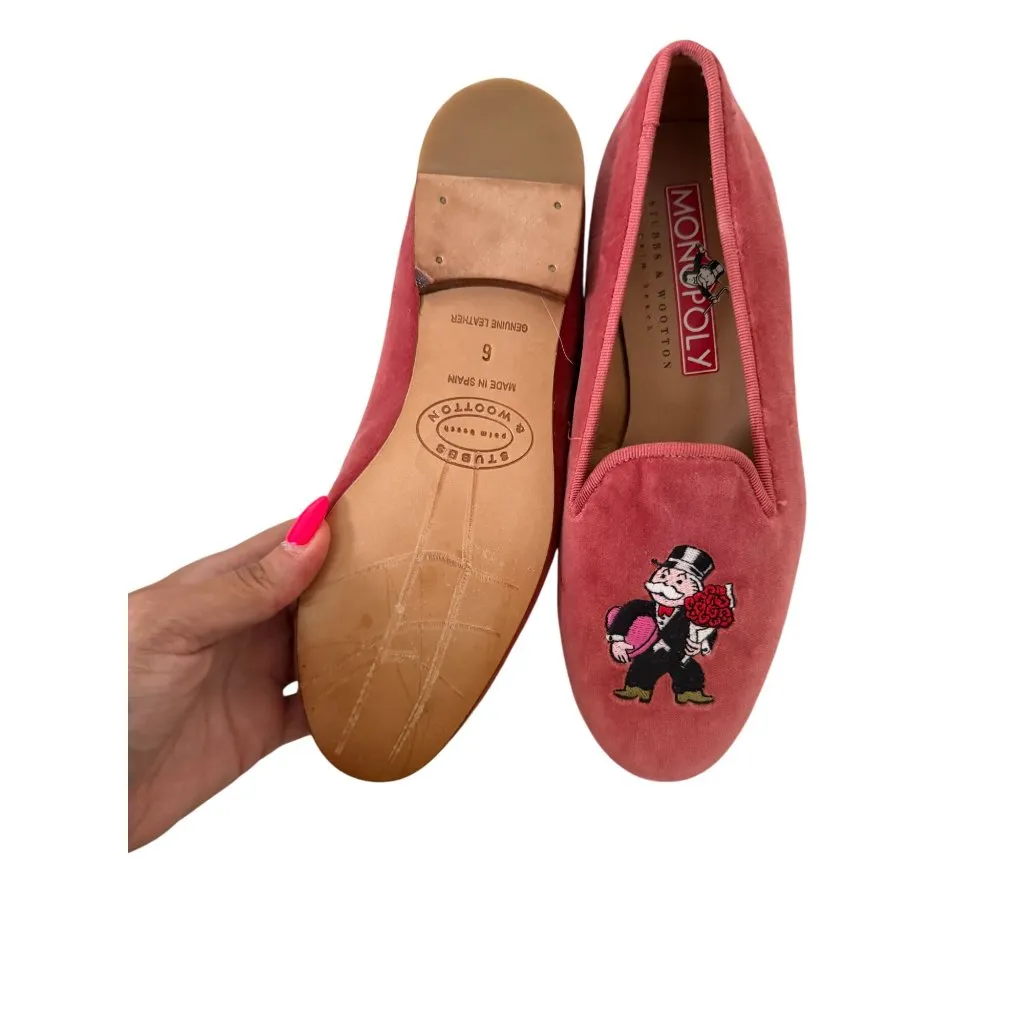 STUBBS & WOOTON Monopoly Collab Pink Valentine Velvet Smoking Loafers Flats Size Size 6 - Image 6