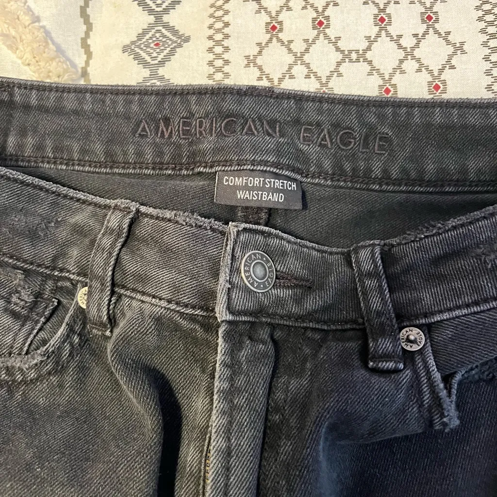 Men's Black Distressed Jeans - Image 2