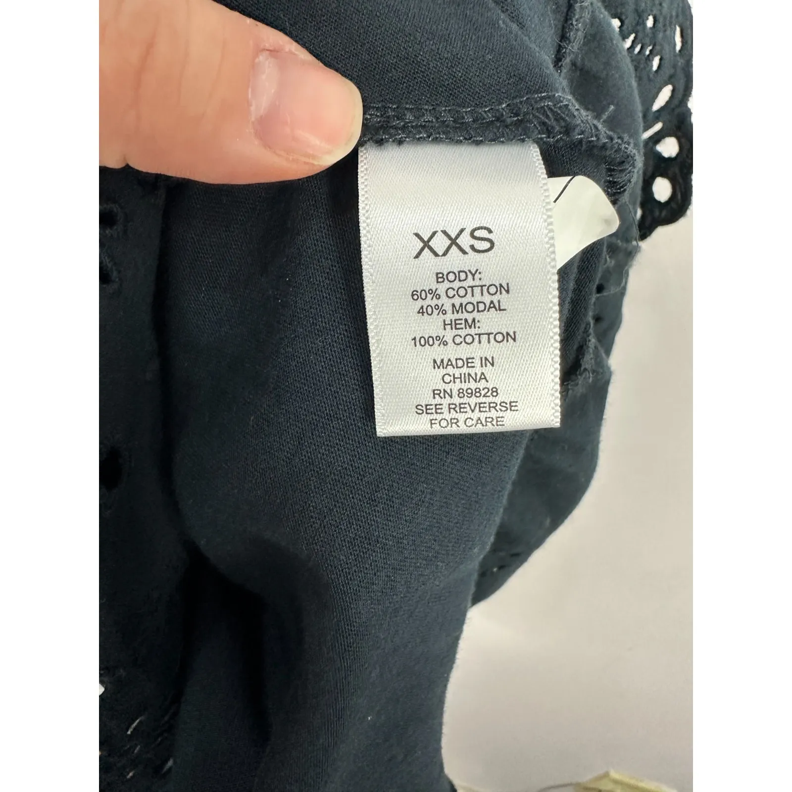 LOGO Lori Goldstein Black Maxi Dress Womens XXS Eyelet Hem Pockets Minimalist - Image 4