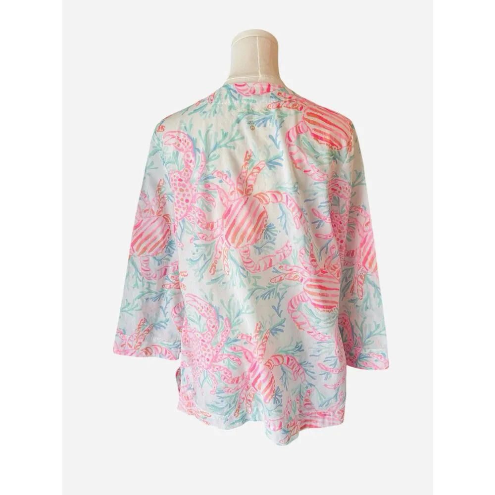 Lilly Pulitzer blouse long sleeve rounded neckline to V cutout Amelia Island Med - Image 3
