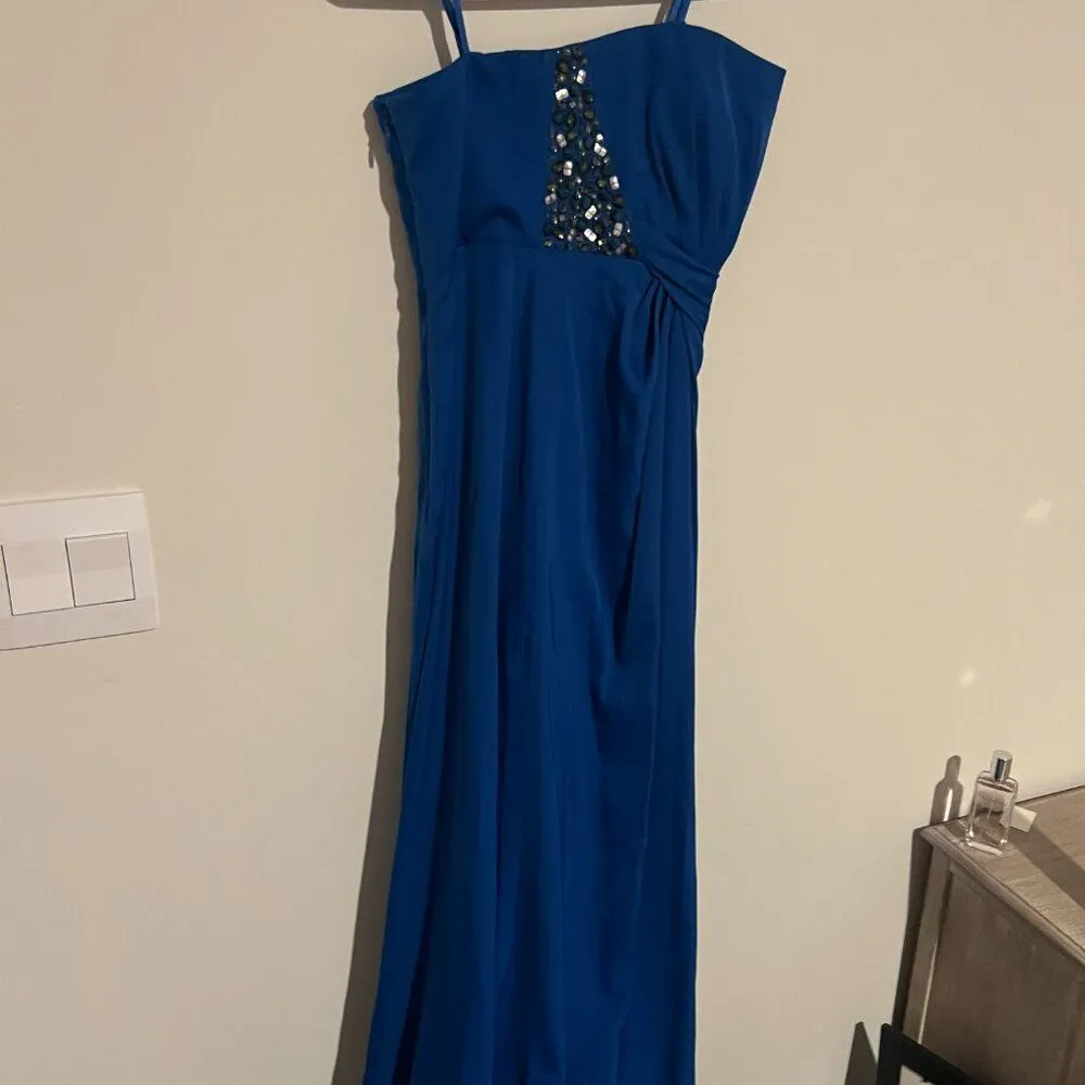 $368 BCBG LARKSPUR BLUE "MARIJA" BEADED STRAPLESS LONG GOWN DRESS size 2 - Image 11