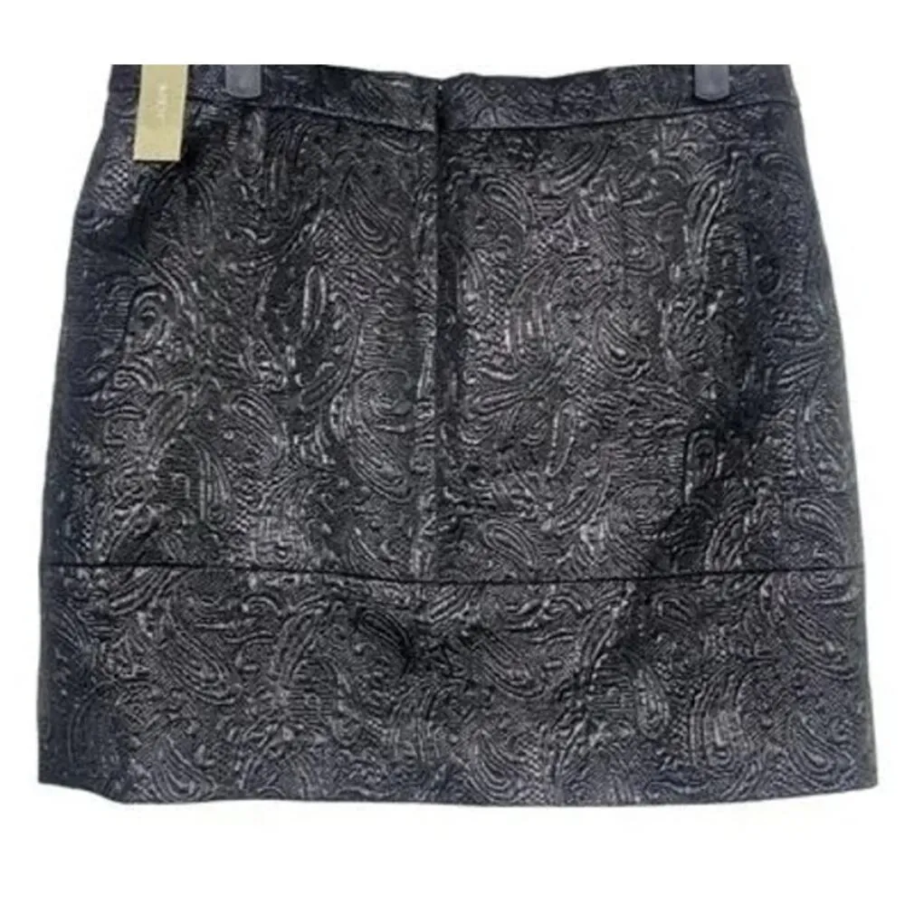 NWT J Crew Matelassé Origami Textured Metallic Lined Mini Skirt Zip Up 4 Grey - Image 12